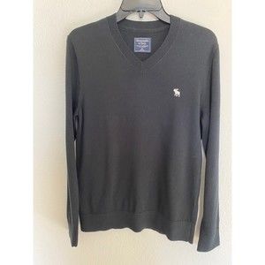 Mens Abercrombie & Fitch V neck Charcoal sweater Size XS